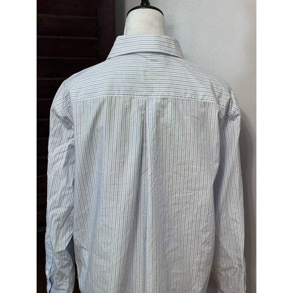 Nancyavally Womens Button Up Shirt Blue Striped Long Sleeve Pockets Preppy S - Picture 5 of 9
